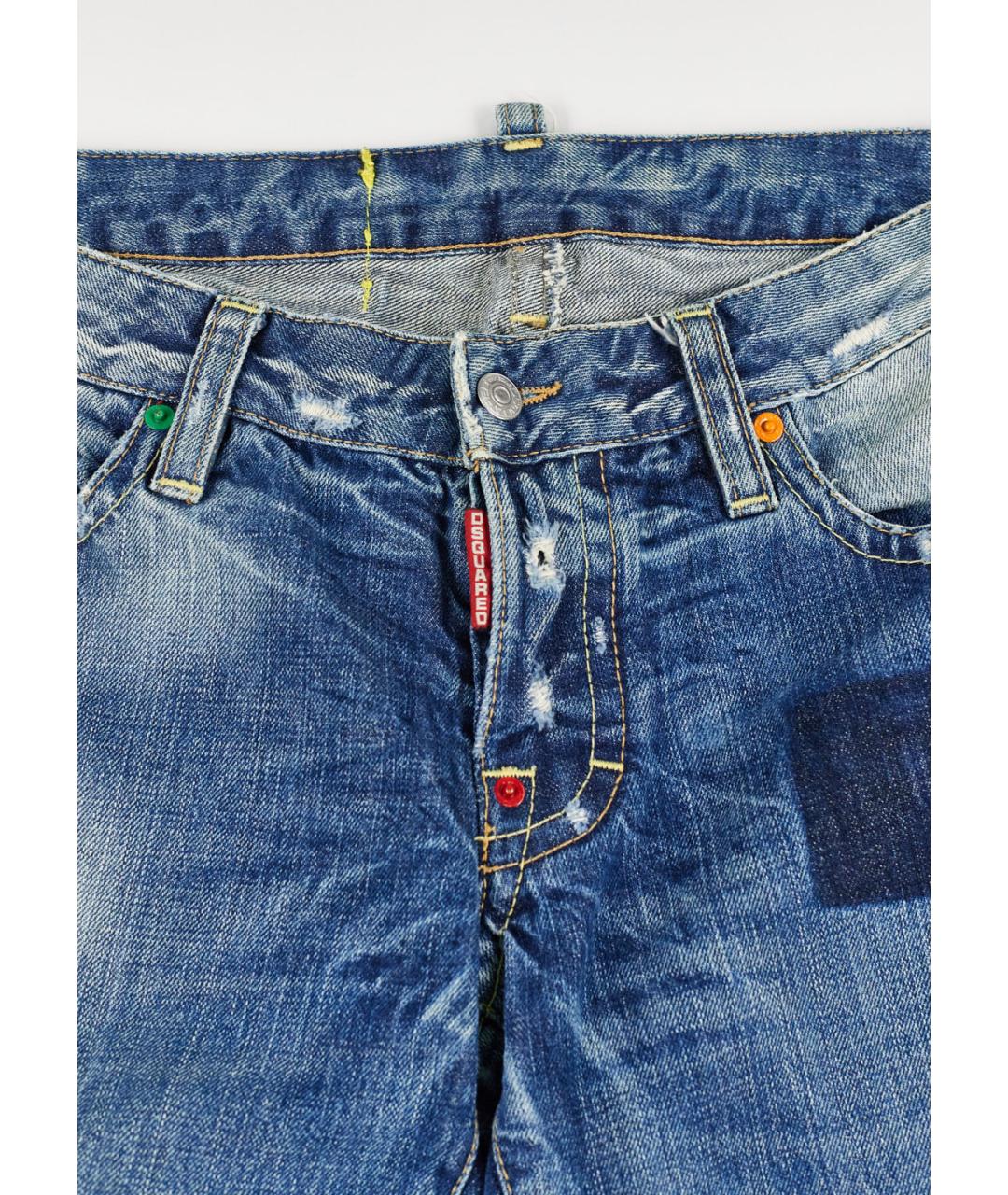 DSQUARED2 Синие хлопковые прямые джинсы, фото 4