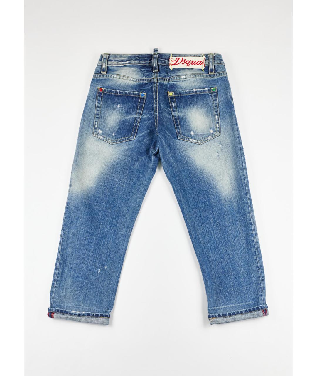 DSQUARED2 Синие хлопковые прямые джинсы, фото 2