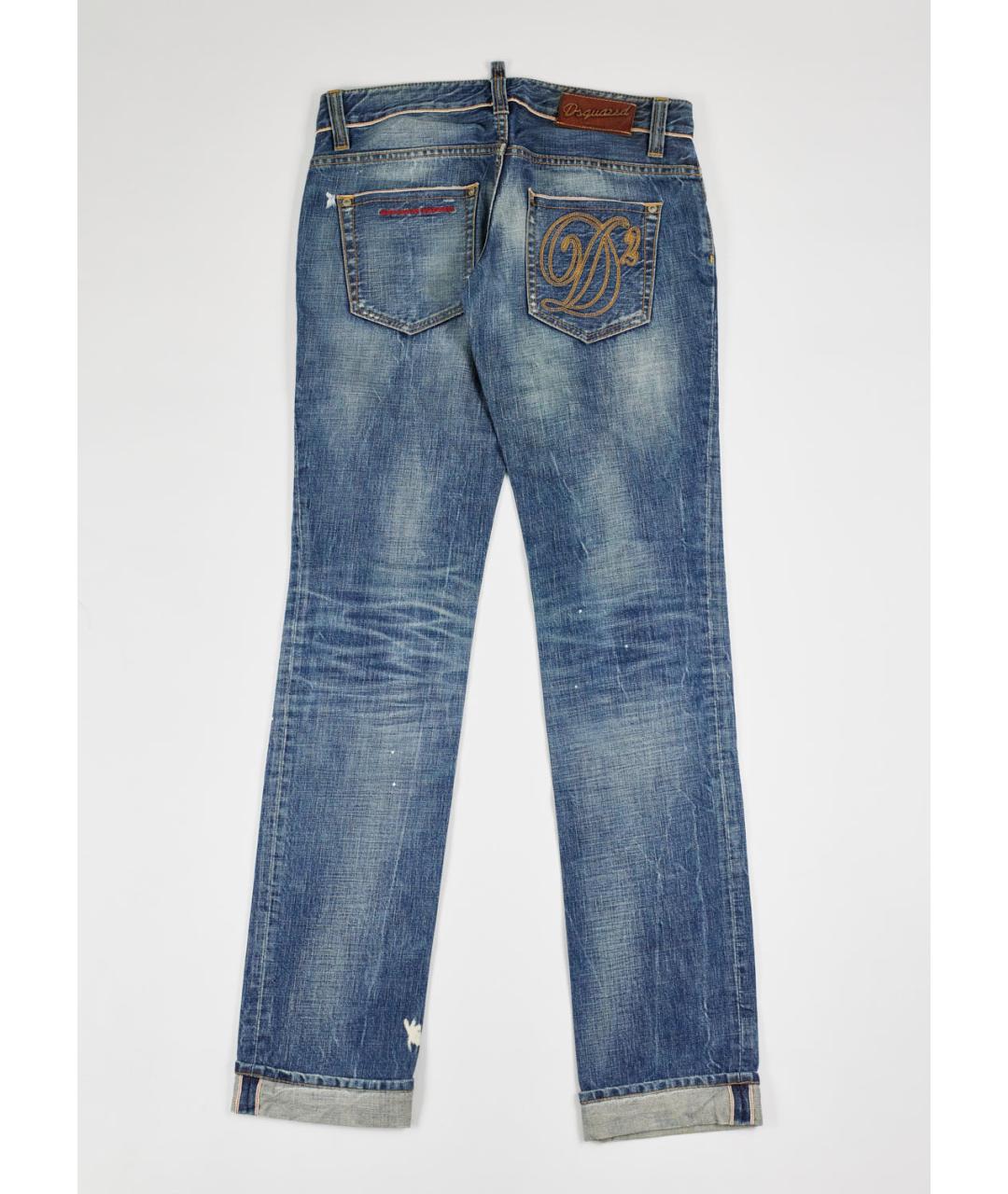 DSQUARED2 Синие хлопковые прямые джинсы, фото 2