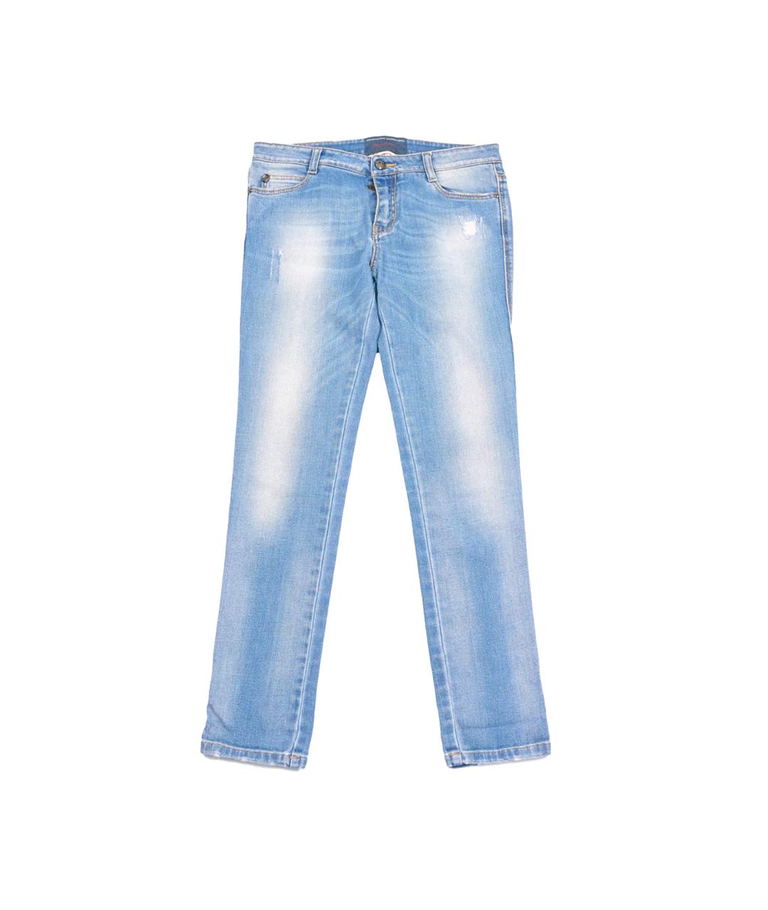 ERMANNO SCERVINO Голубые хлопко-эластановые прямые джинсы, фото 1