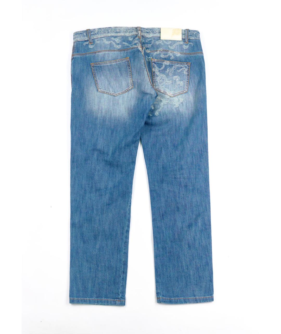 ERMANNO SCERVINO Голубые хлопко-эластановые прямые джинсы, фото 2