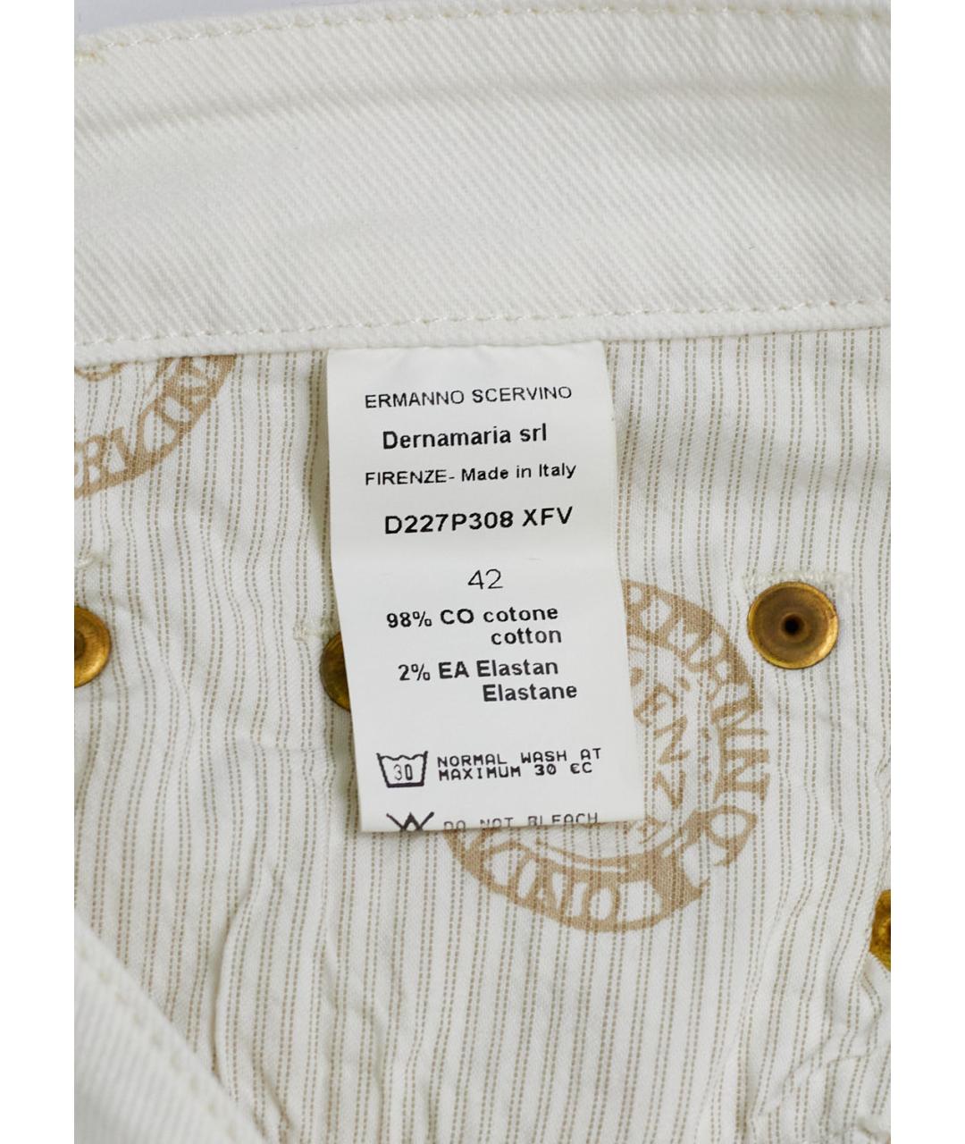 ERMANNO SCERVINO Белые хлопковые прямые джинсы, фото 3