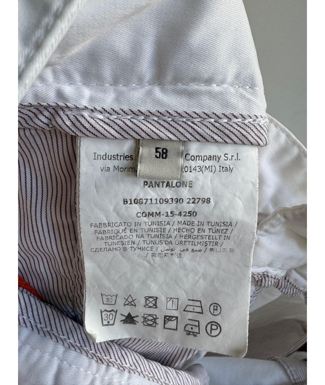 CERRUTI 1881 Белые хлопко-эластановые брюки чинос, фото 6