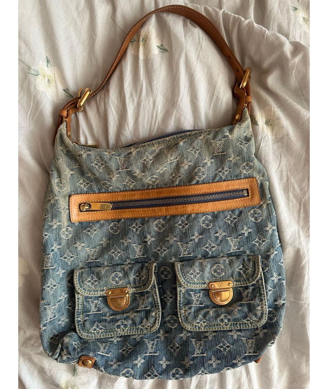 LOUIS VUITTON Темно-синяя деним сумка тоут, фото 7
