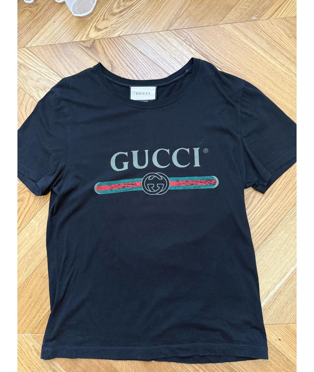 GUCCI Черная хлопковая футболка, фото 4