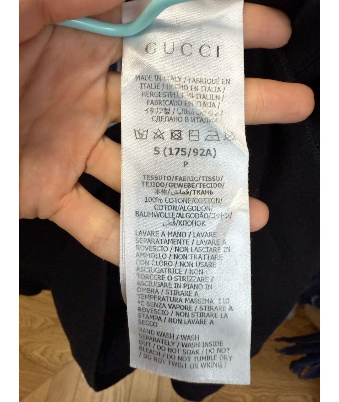 GUCCI Черная хлопковая футболка, фото 2