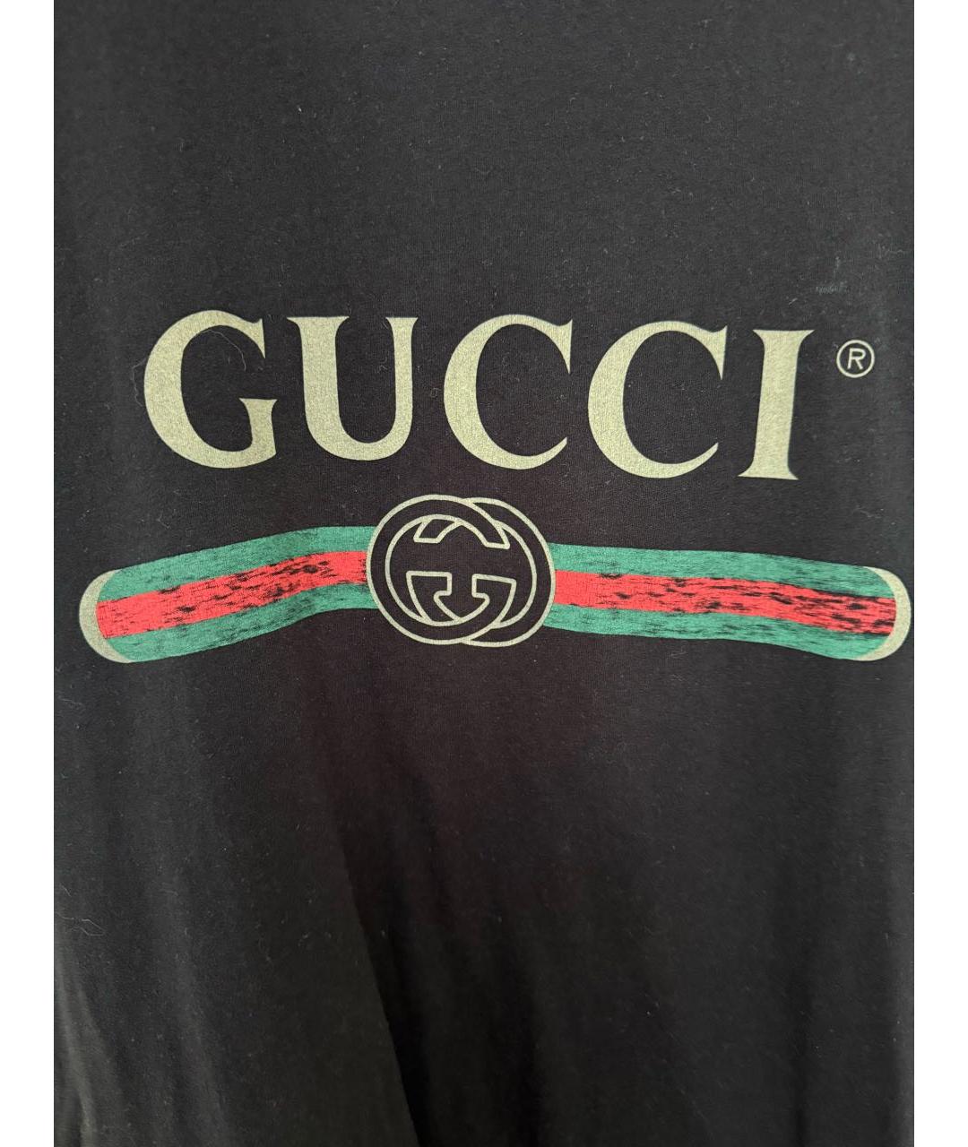 GUCCI Черная хлопковая футболка, фото 3
