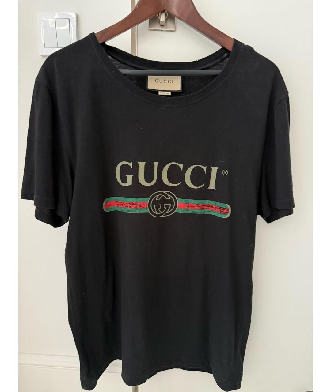 GUCCI Черная хлопковая футболка, фото 5