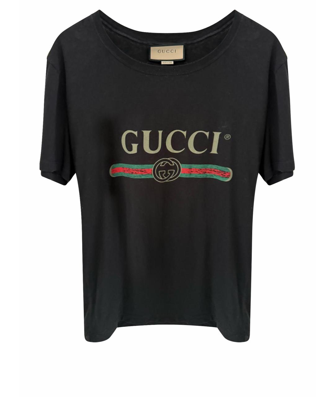 GUCCI Черная хлопковая футболка, фото 1