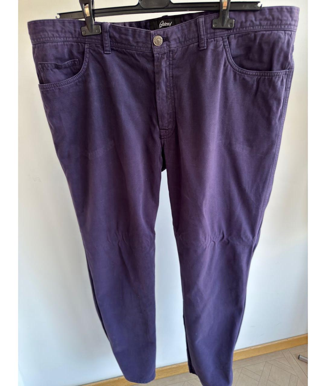 BRIONI Фиолетовые хлопко-кашемировые прямые джинсы, фото 8