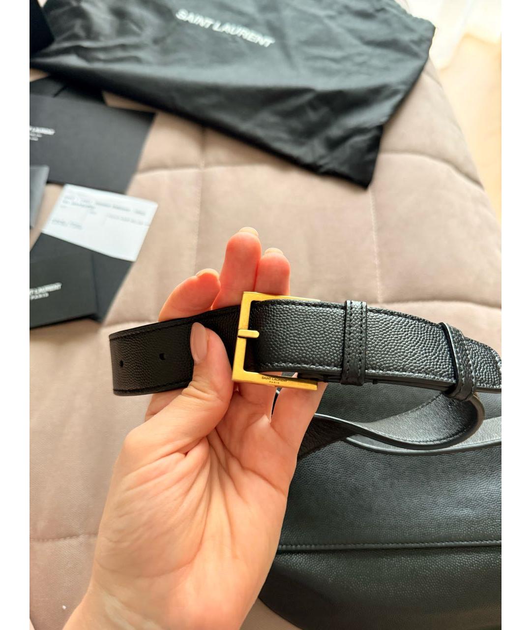 SAINT LAURENT Черная кожаная поясная сумка, фото 5
