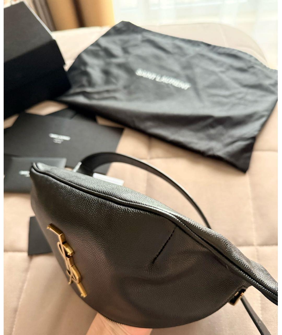 SAINT LAURENT Черная кожаная поясная сумка, фото 6
