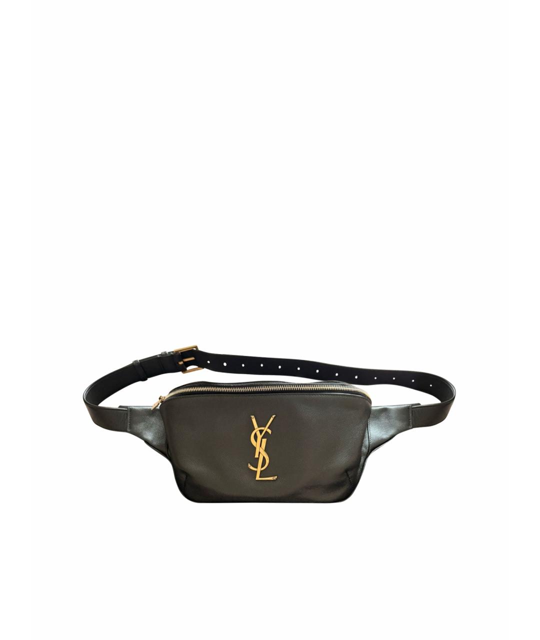 SAINT LAURENT Черная кожаная поясная сумка, фото 1