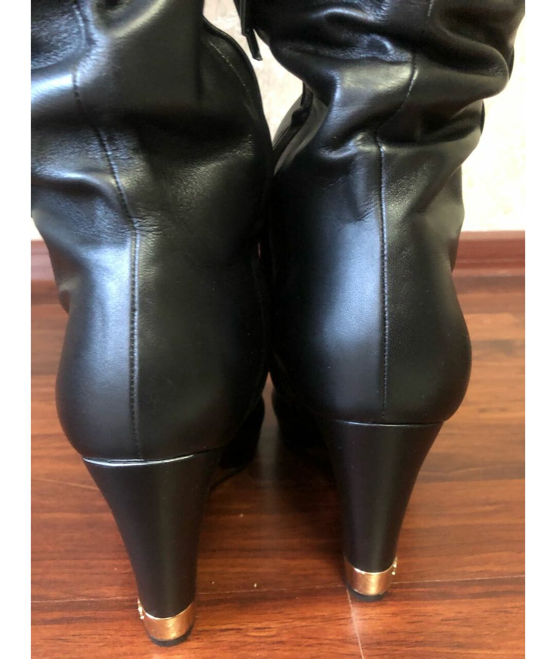 CHANEL PRE-OWNED Черные кожаные ботфорты, фото 4