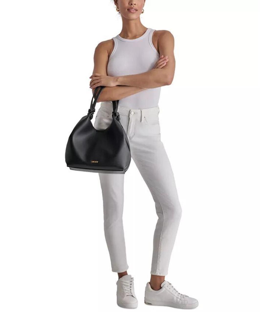 DKNY Черная сумка тоут из искусственной кожи, фото 7