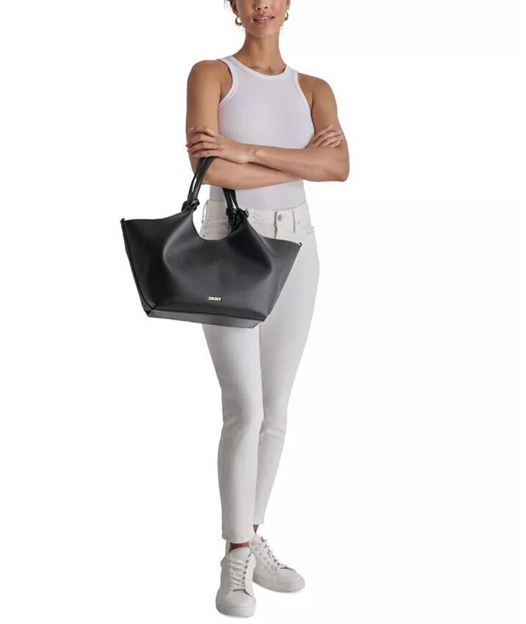 DKNY Черная сумка тоут из искусственной кожи, фото 8