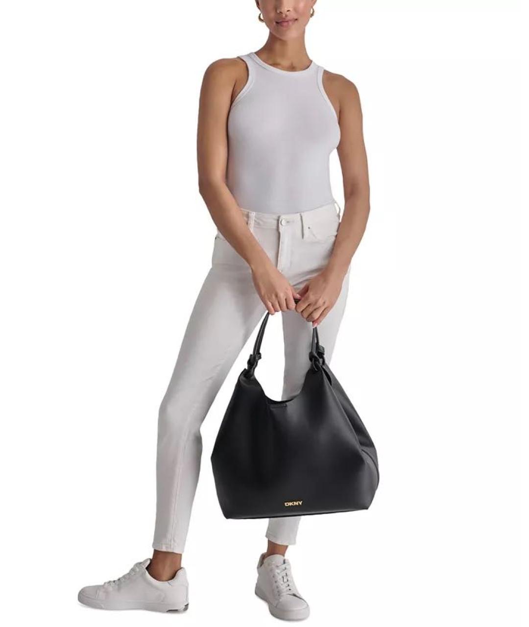 DKNY Черная сумка тоут из искусственной кожи, фото 7