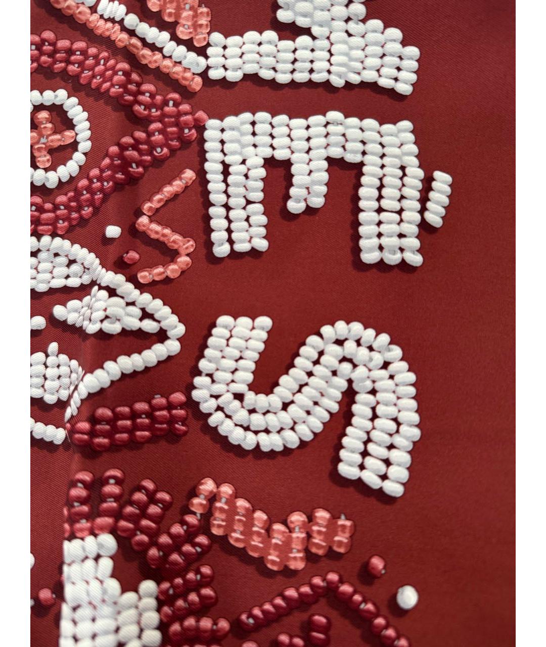 HERMES Бордовый шелковый платок, фото 3