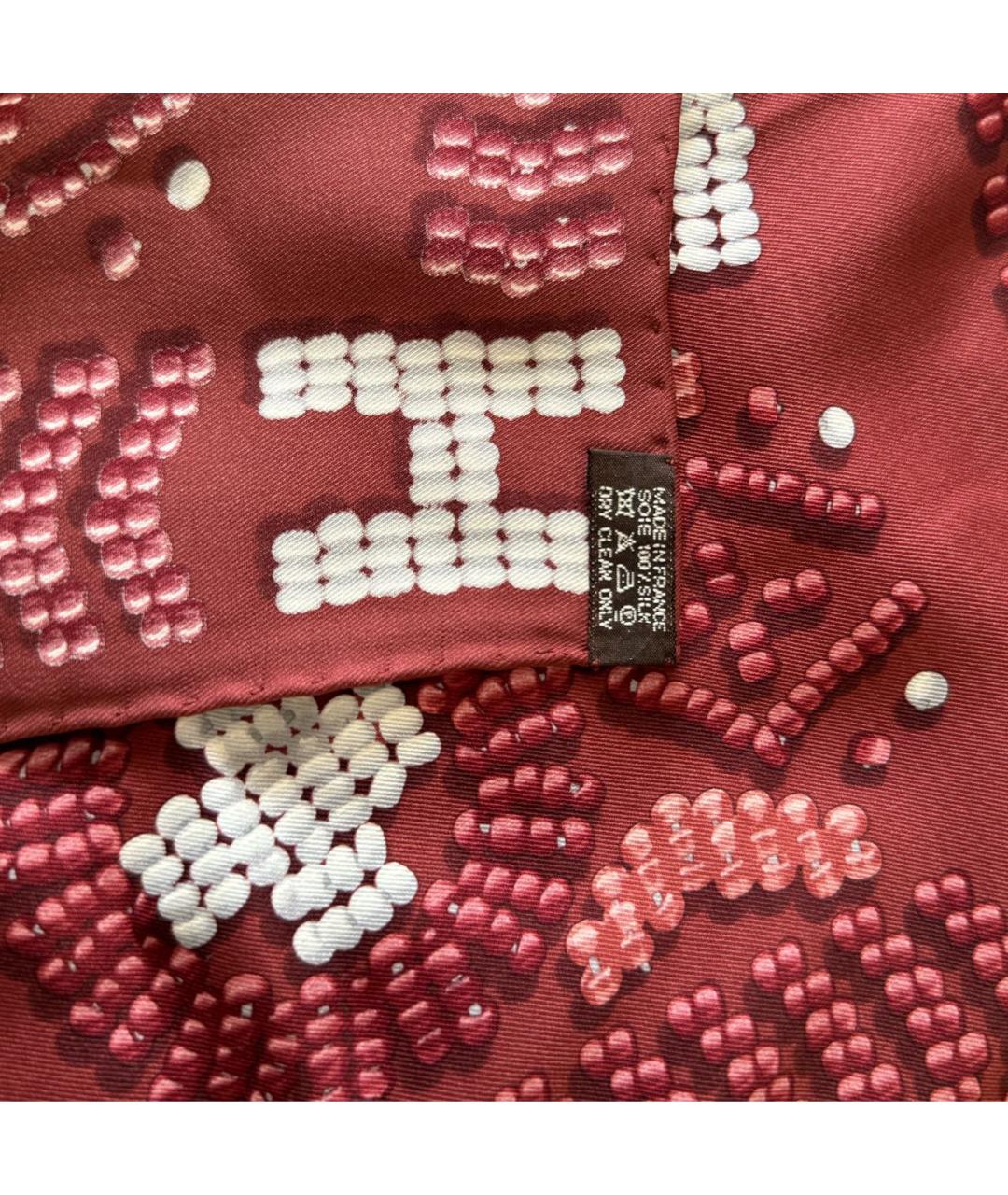 HERMES Бордовый шелковый платок, фото 4
