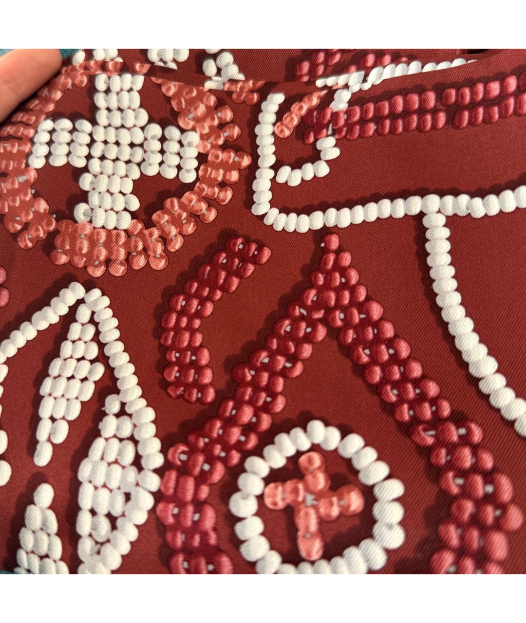 HERMES Бордовый шелковый платок, фото 2