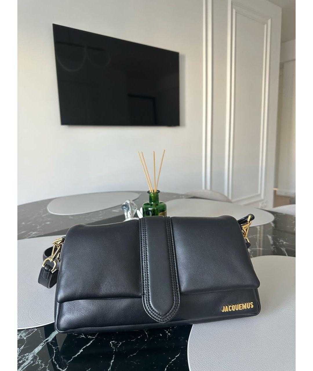 JACQUEMUS Черная кожаная сумка через плечо, фото 8
