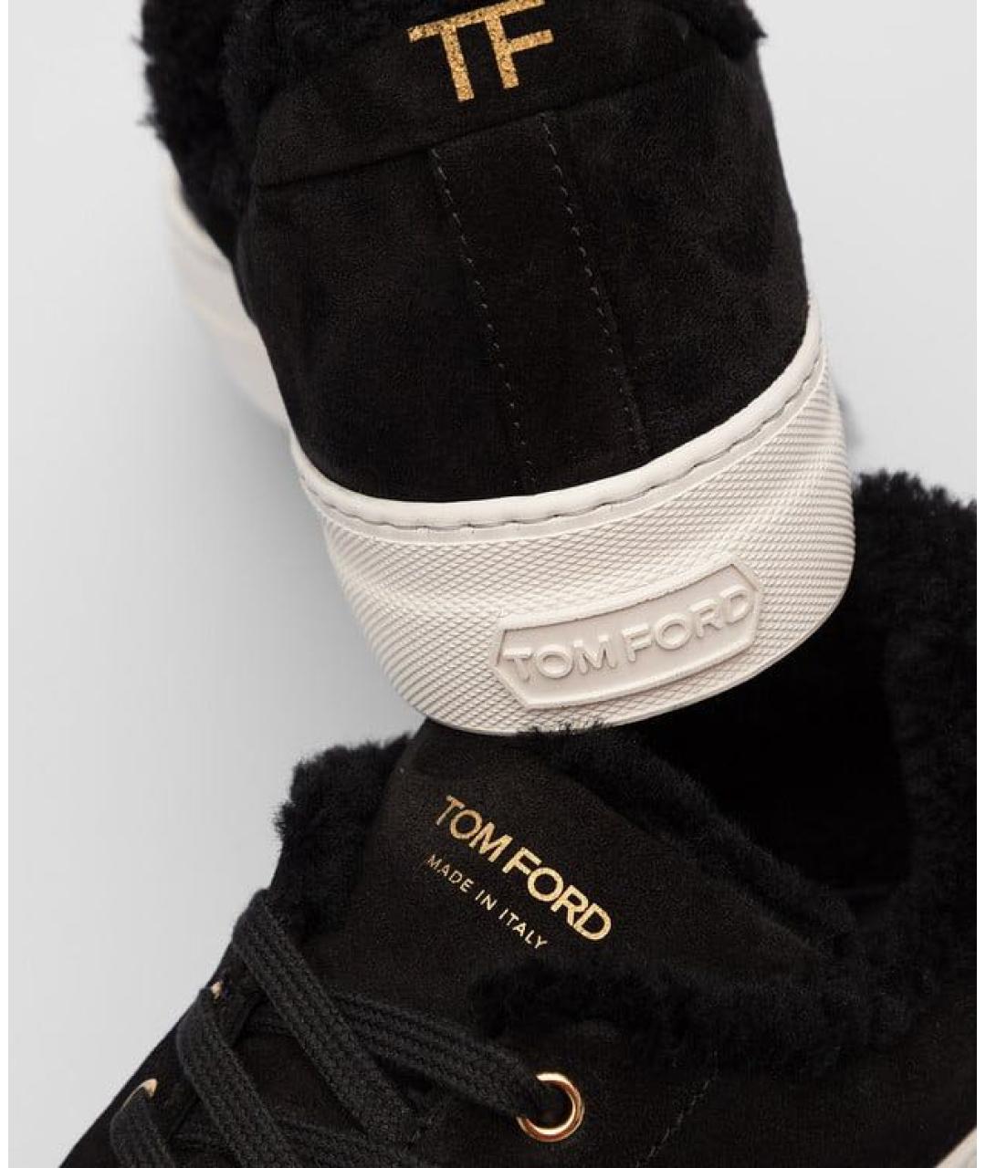 TOM FORD Черные замшевые низкие кроссовки / кеды, фото 4