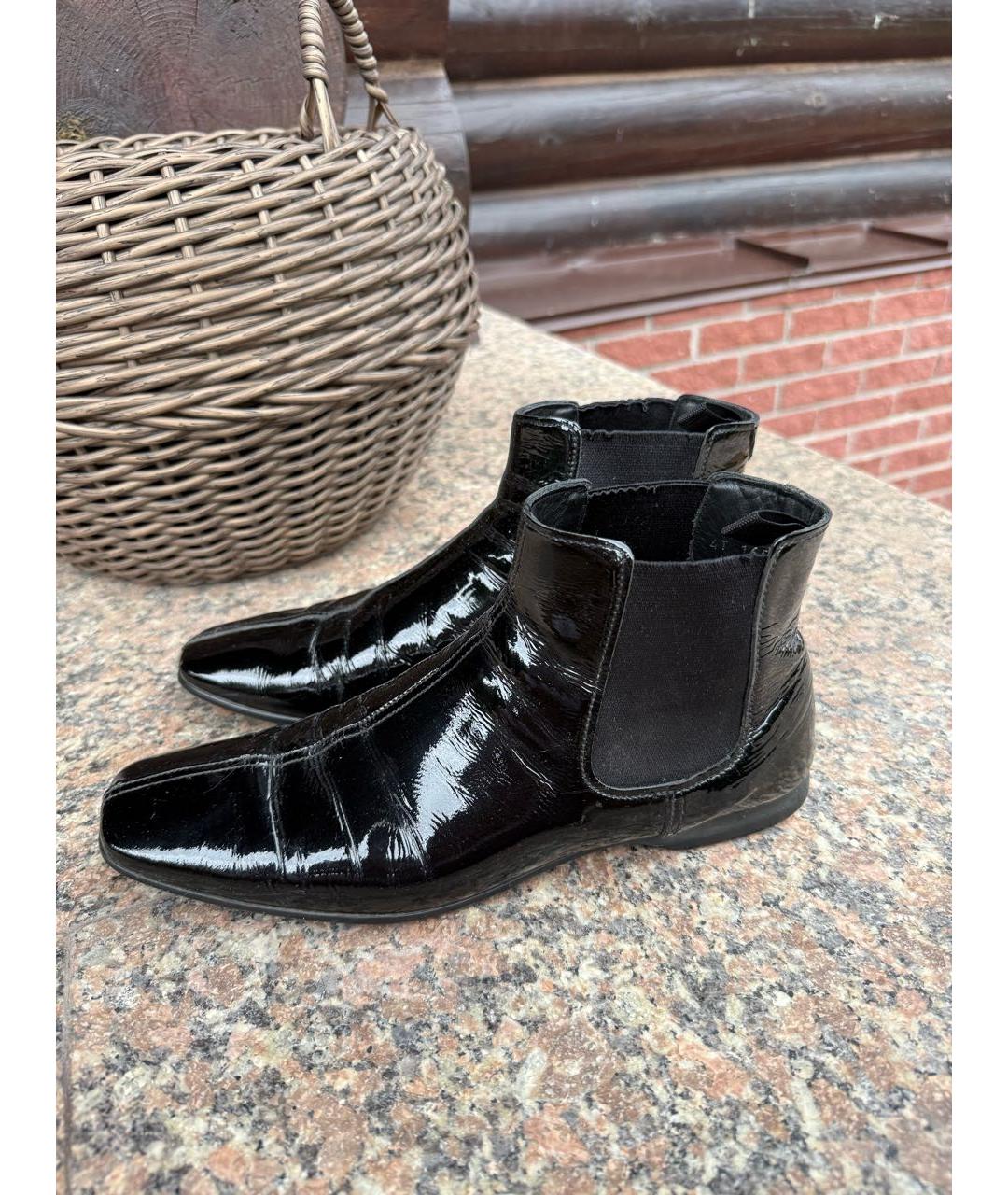 PRADA Черные низкие ботинки из лакированной кожи, фото 6