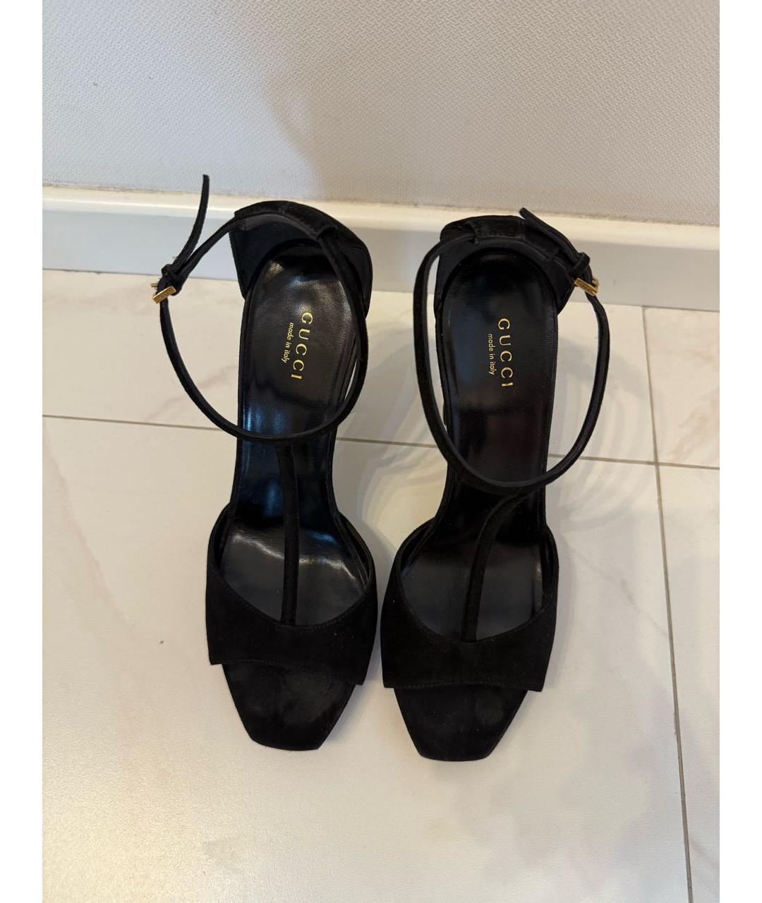 GUCCI Черные замшевые босоножки, фото 2