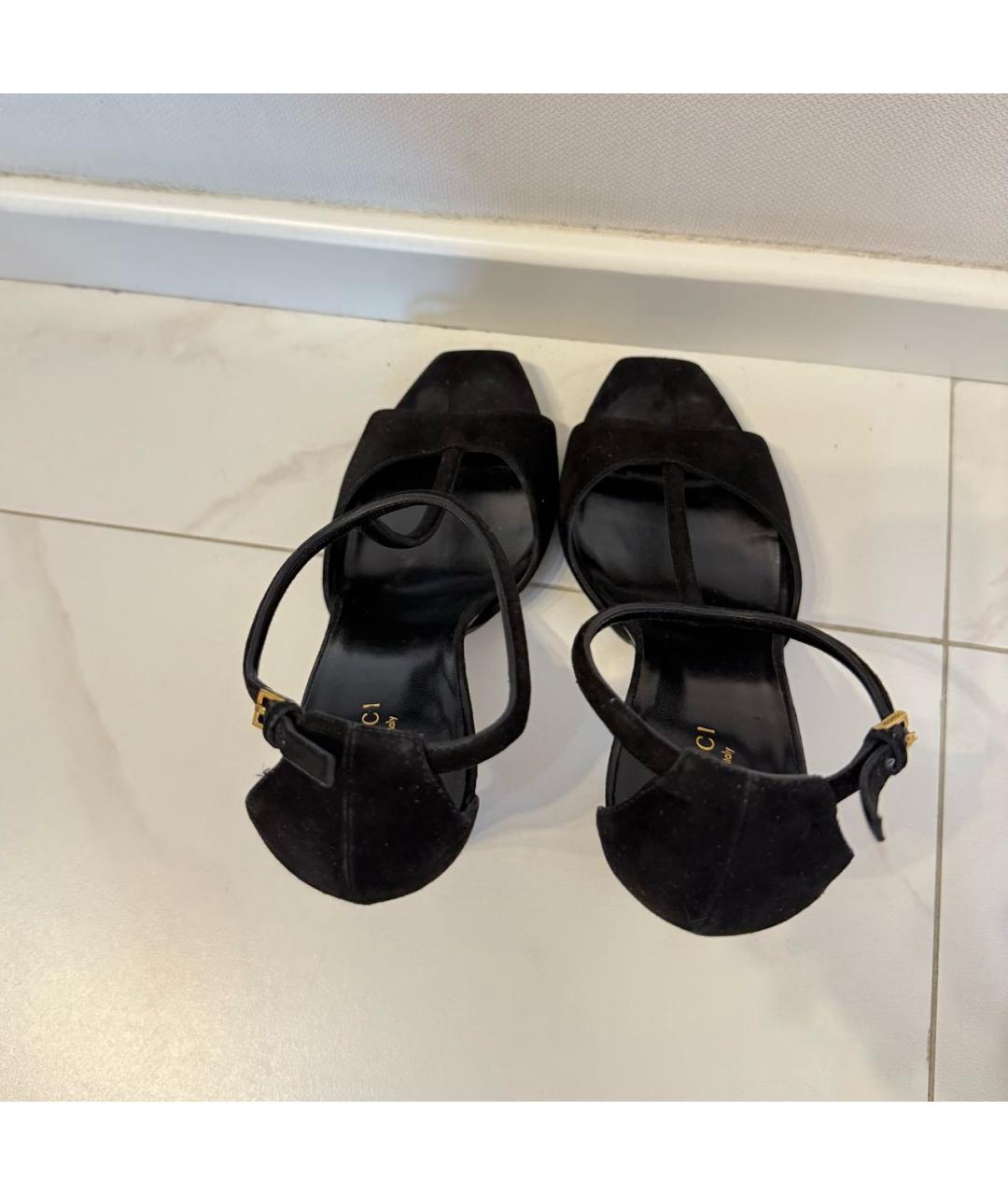 GUCCI Черные замшевые босоножки, фото 3