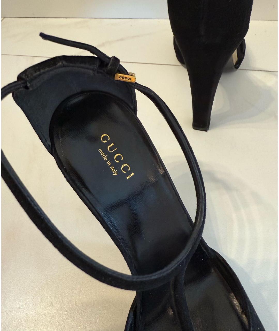 GUCCI Черные замшевые босоножки, фото 5