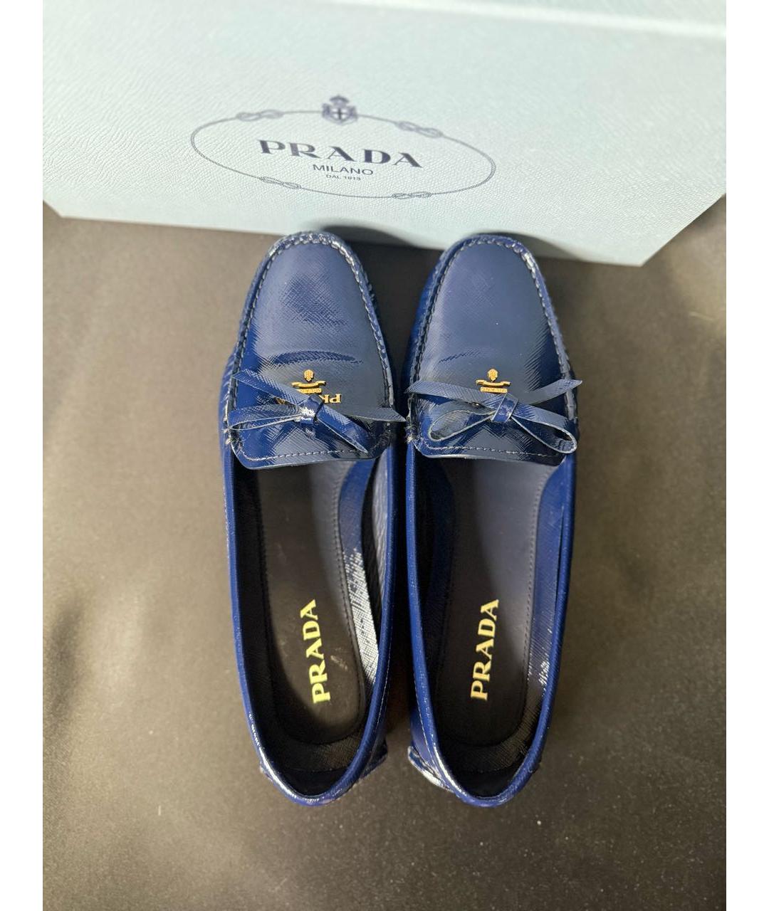 PRADA Синие лоферы из лакированной кожи, фото 4
