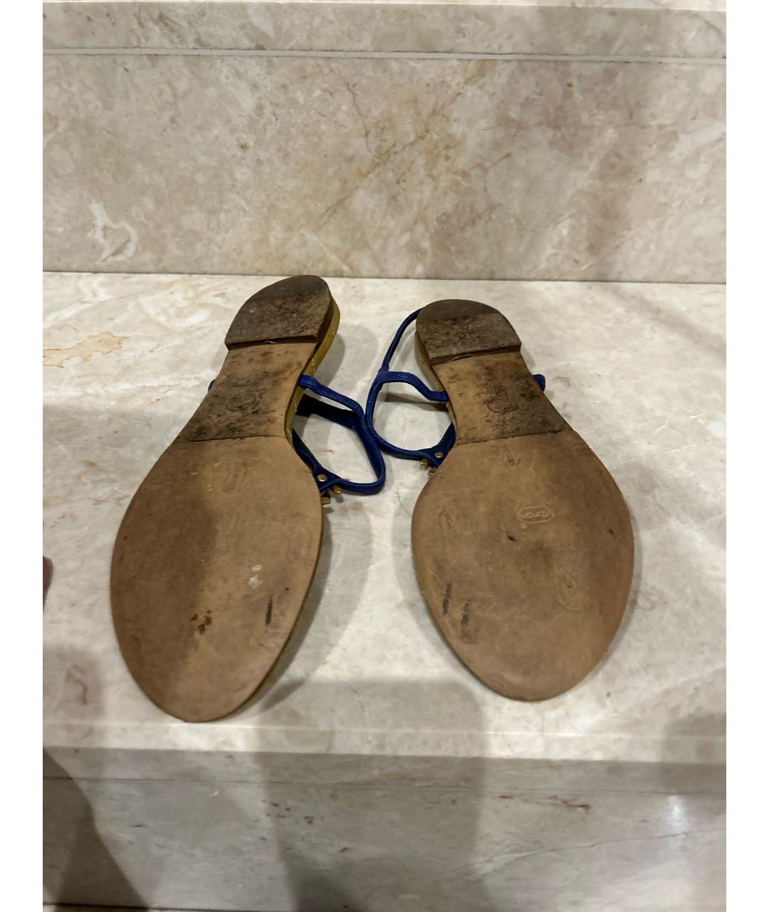 CHANEL Синие кожаные сандалии, фото 5