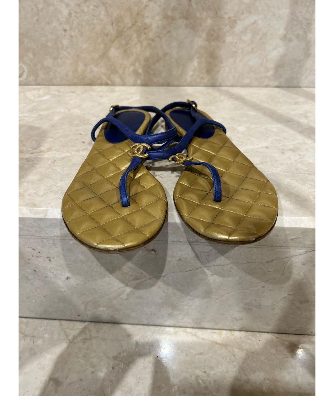 CHANEL Синие кожаные сандалии, фото 3