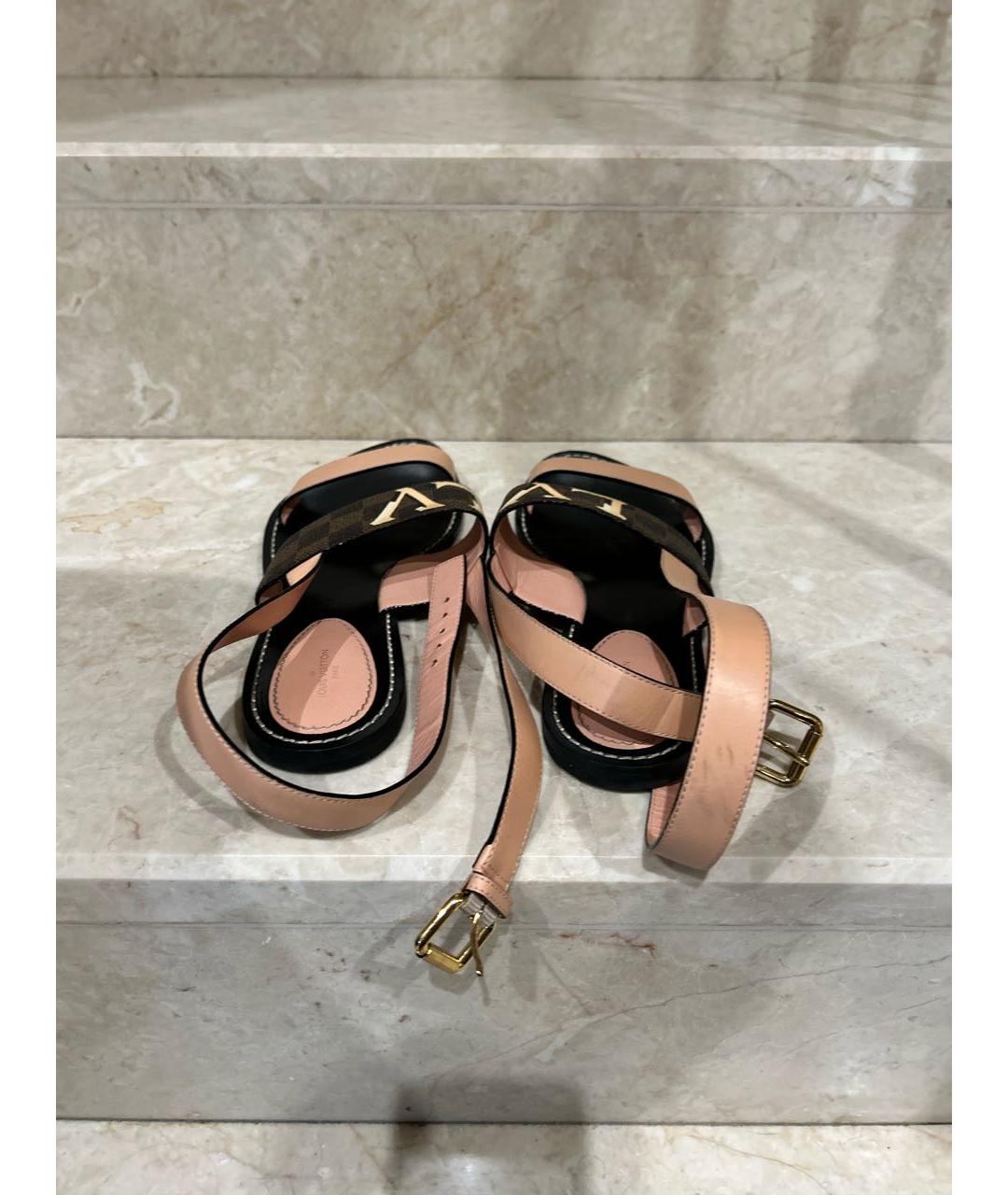 LOUIS VUITTON Коричневые кожаные сандалии, фото 3