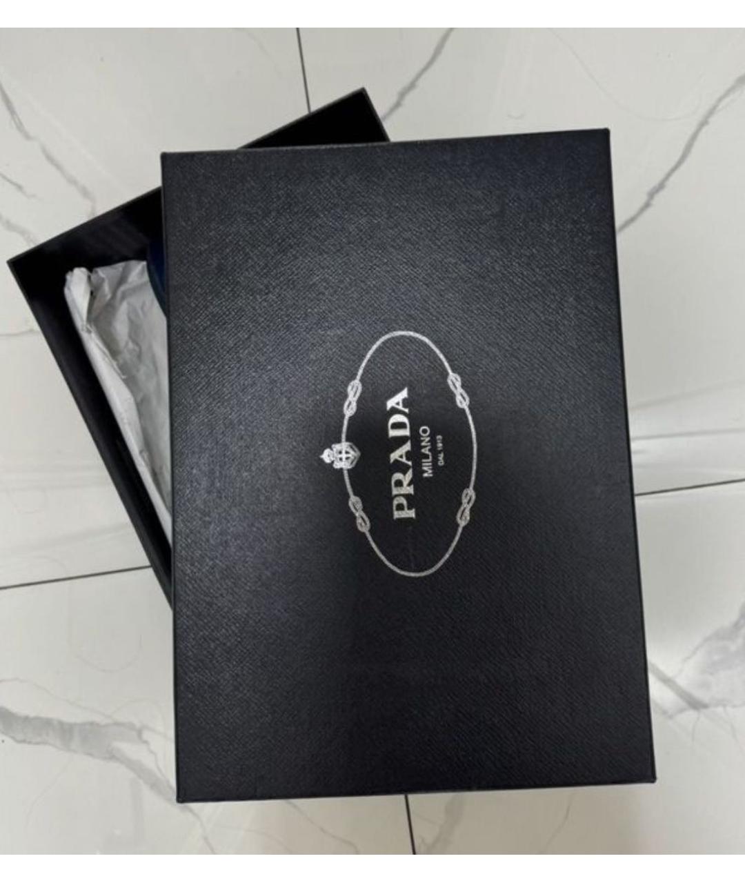 PRADA Синие текстильные низкие кроссовки / кеды, фото 4