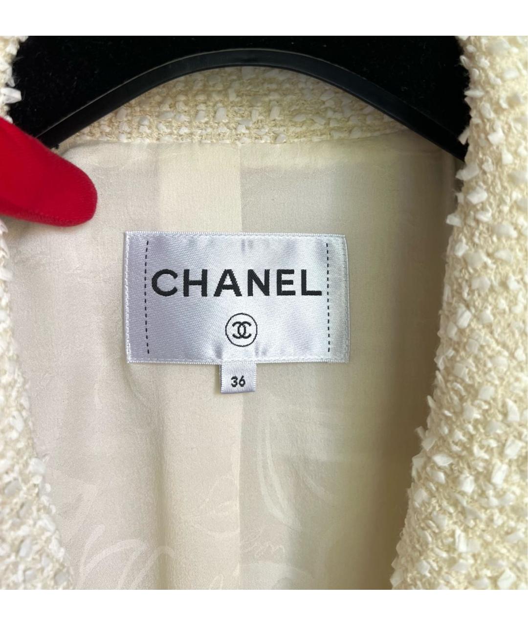 CHANEL Белый твидовый жакет/пиджак, фото 7