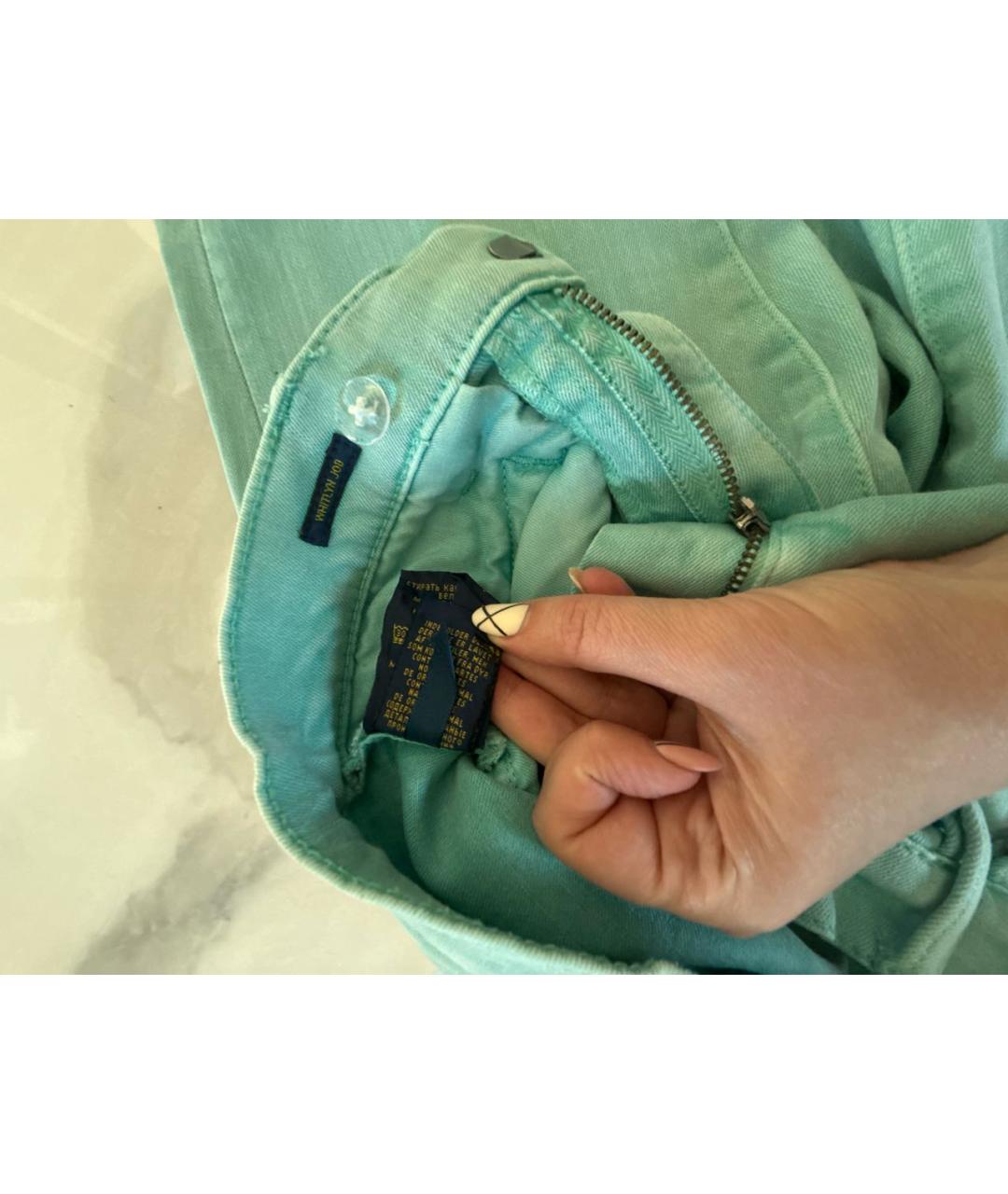 POLO RALPH LAUREN Бирюзовые хлопко-леновые джинсы слим, фото 3