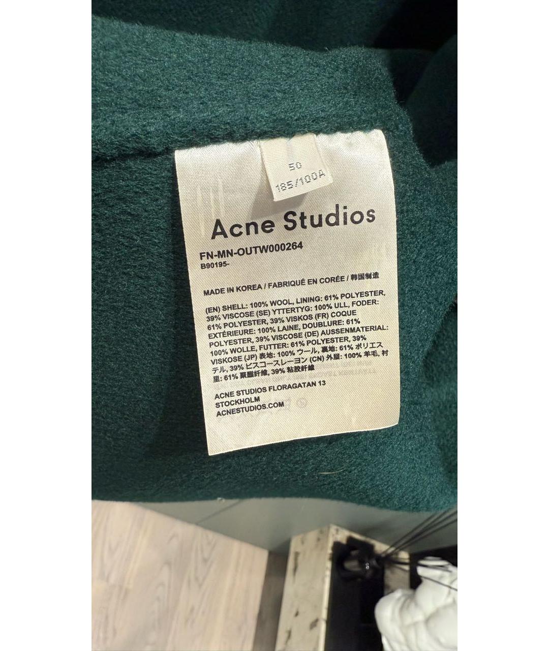 ACNE STUDIOS Зеленые шерстяное пальто, фото 5