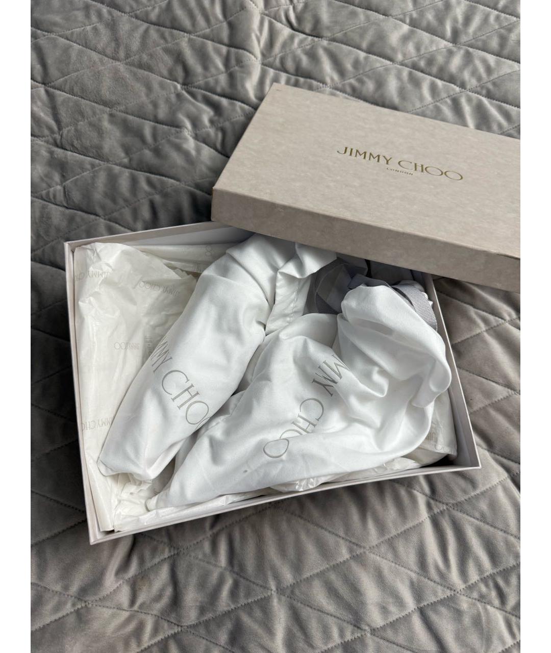 JIMMY CHOO Бежевые кожаные свадебные туфли на среднем каблуке, фото 6