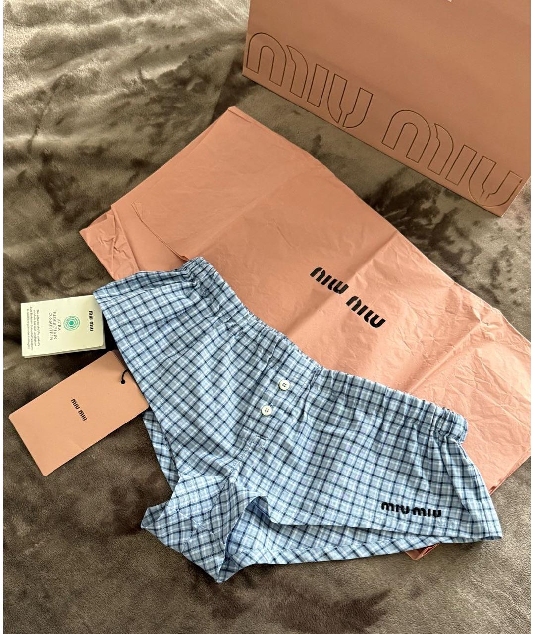 MIU MIU Голубые хлопковые шорты, фото 7