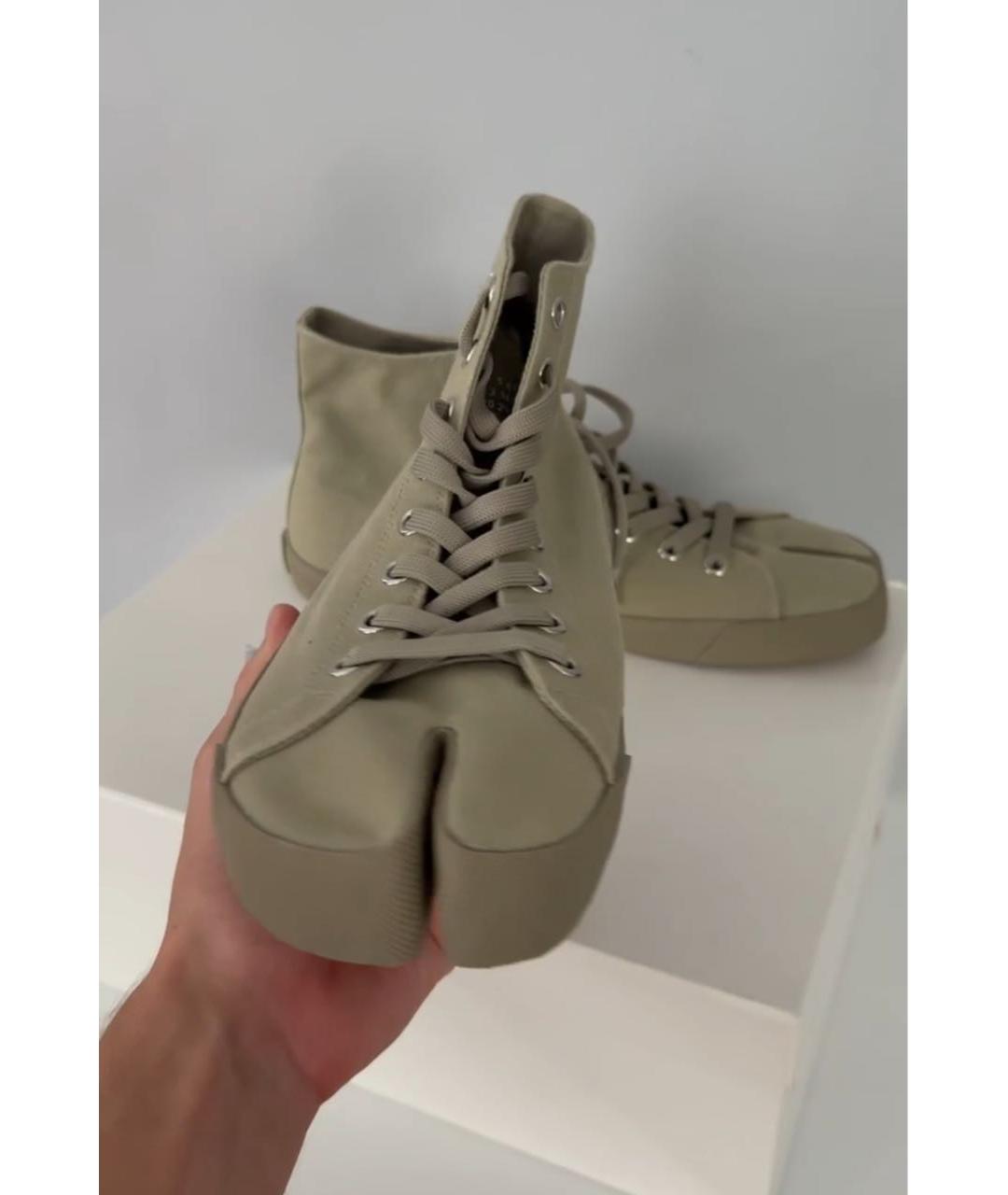 MAISON MARGIELA Хаки высокие кроссовки / кеды, фото 4