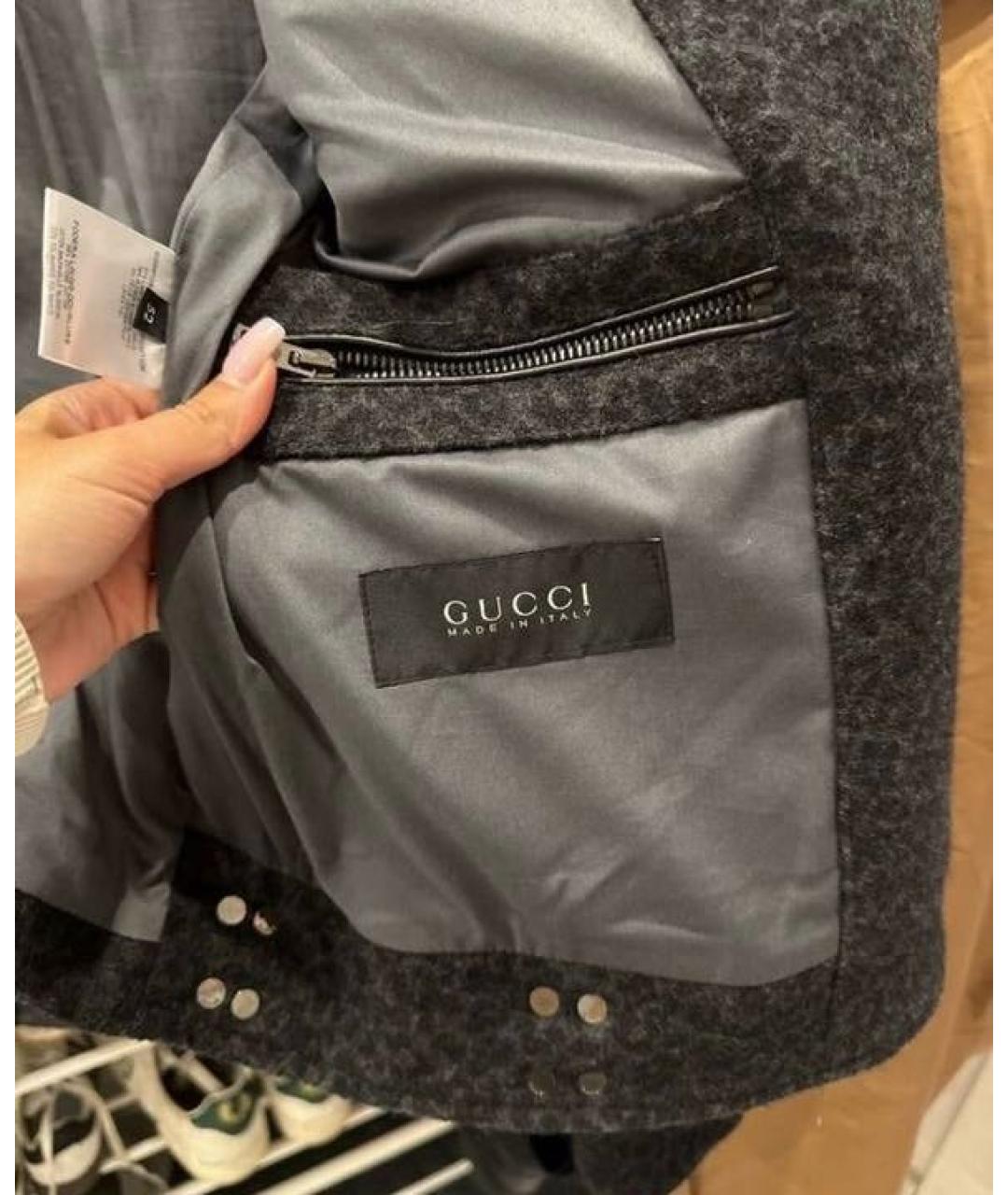 GUCCI Антрацитовое шерстяное пальто, фото 4