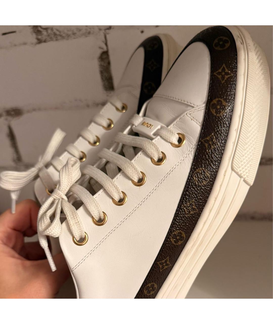 LOUIS VUITTON Белые кожаные кроссовки, фото 5