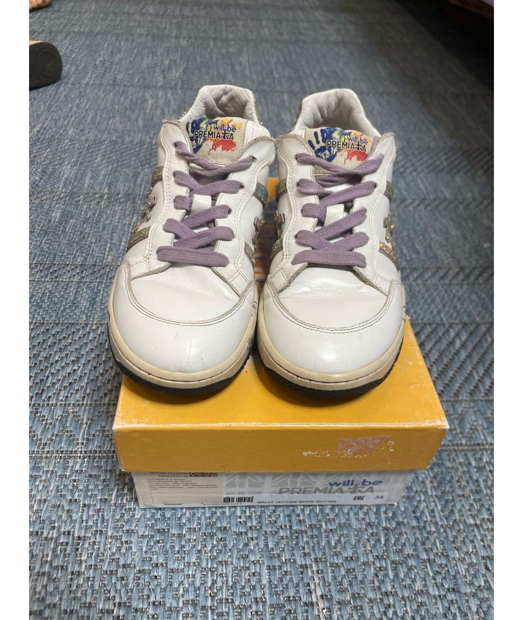 PREMIATA KIDS Белые кожаные кеды, фото 2