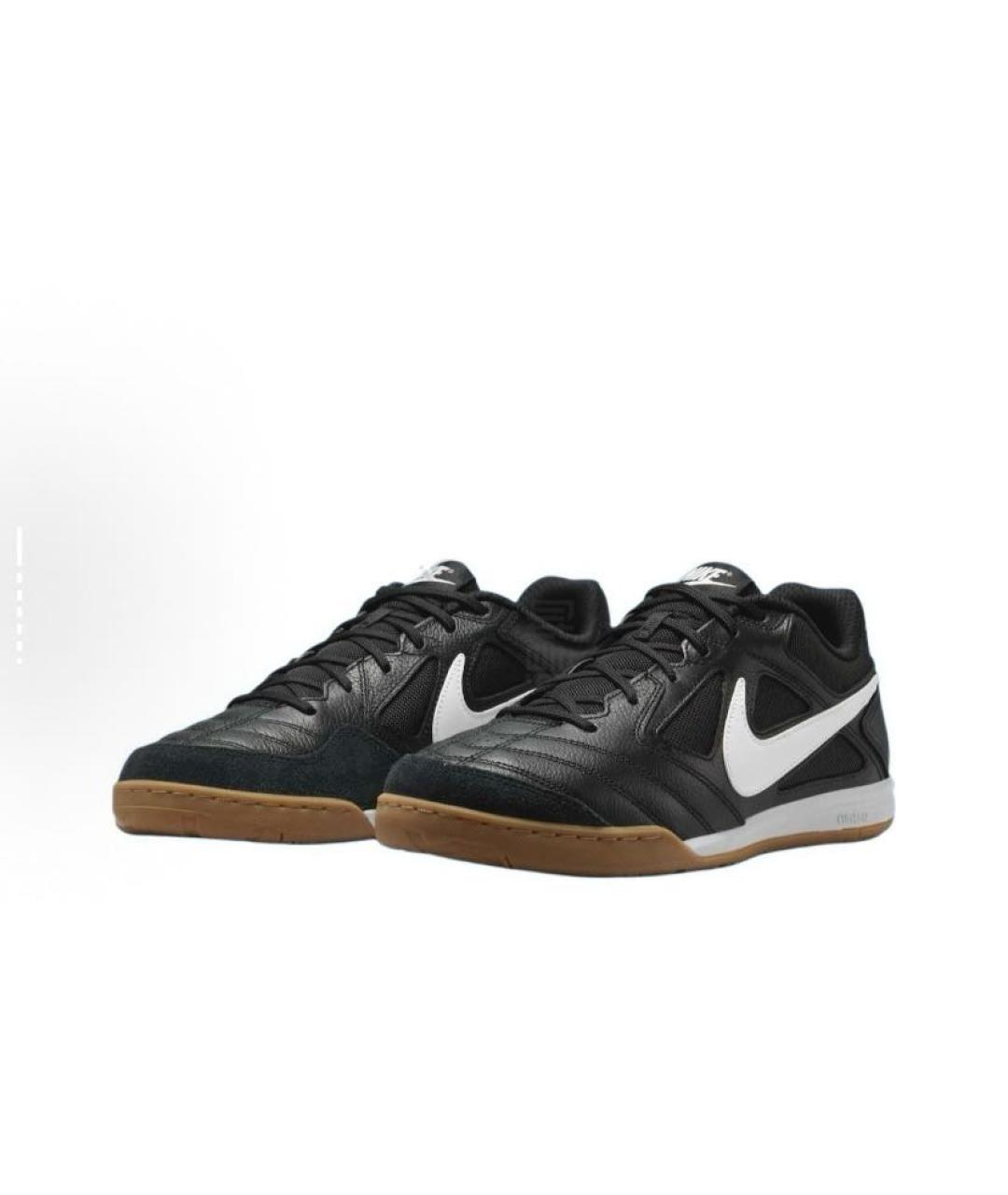 NIKE Черные кожаные низкие кроссовки / кеды, фото 3