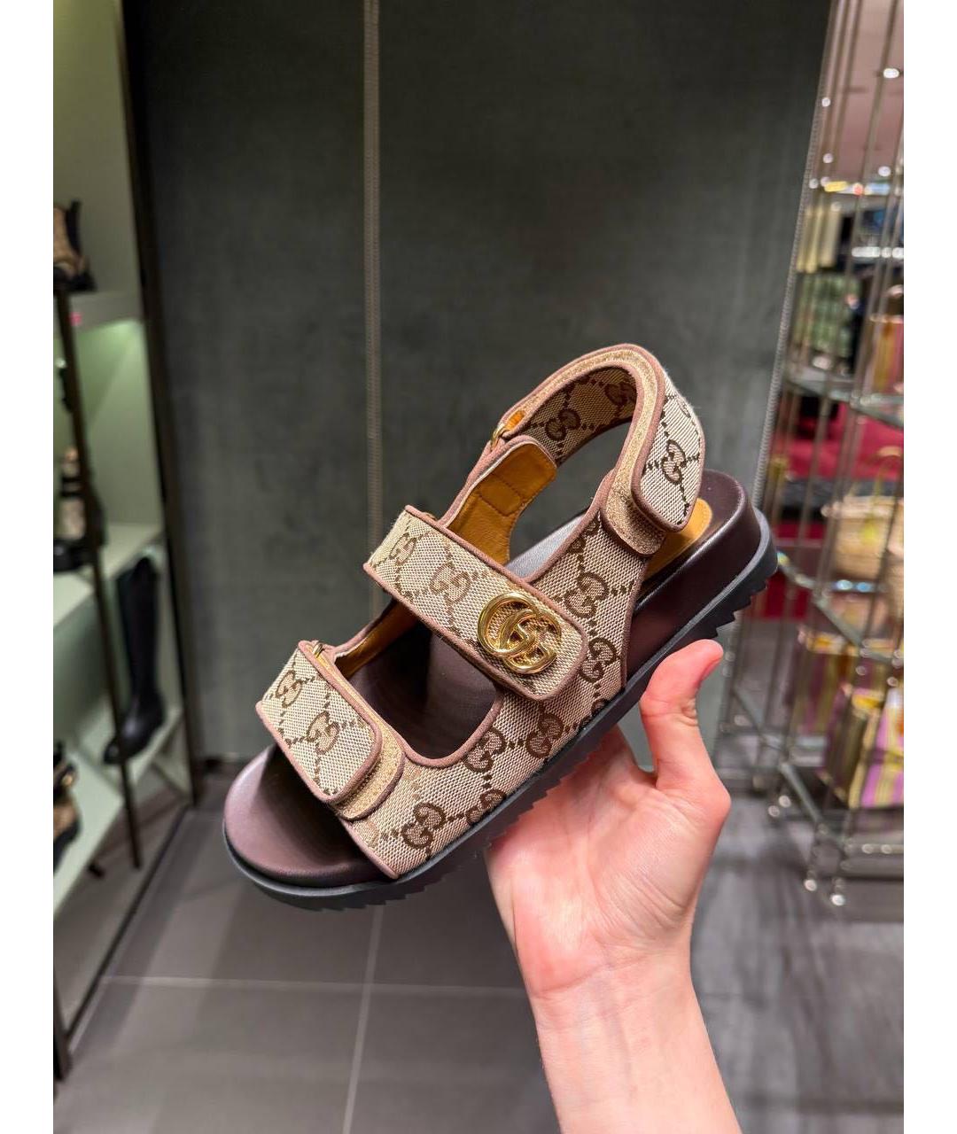 GUCCI Бежевые сандалии, фото 5