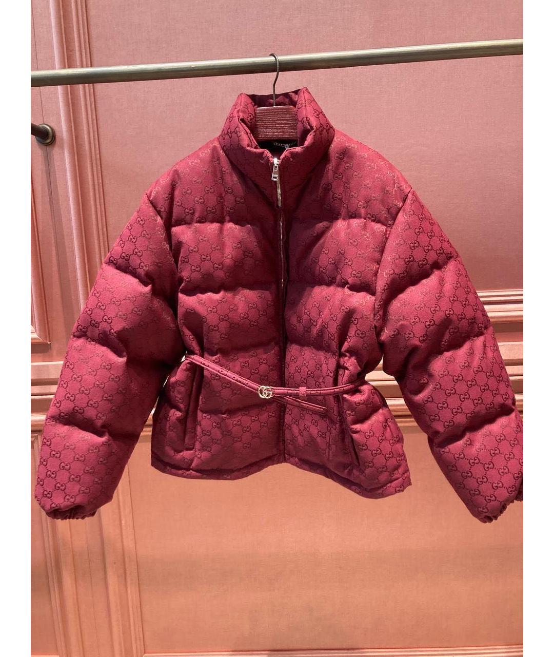 GUCCI Бордовый хлопковый пуховик, фото 9