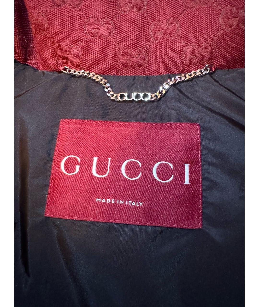 GUCCI Бордовый хлопковый пуховик, фото 4