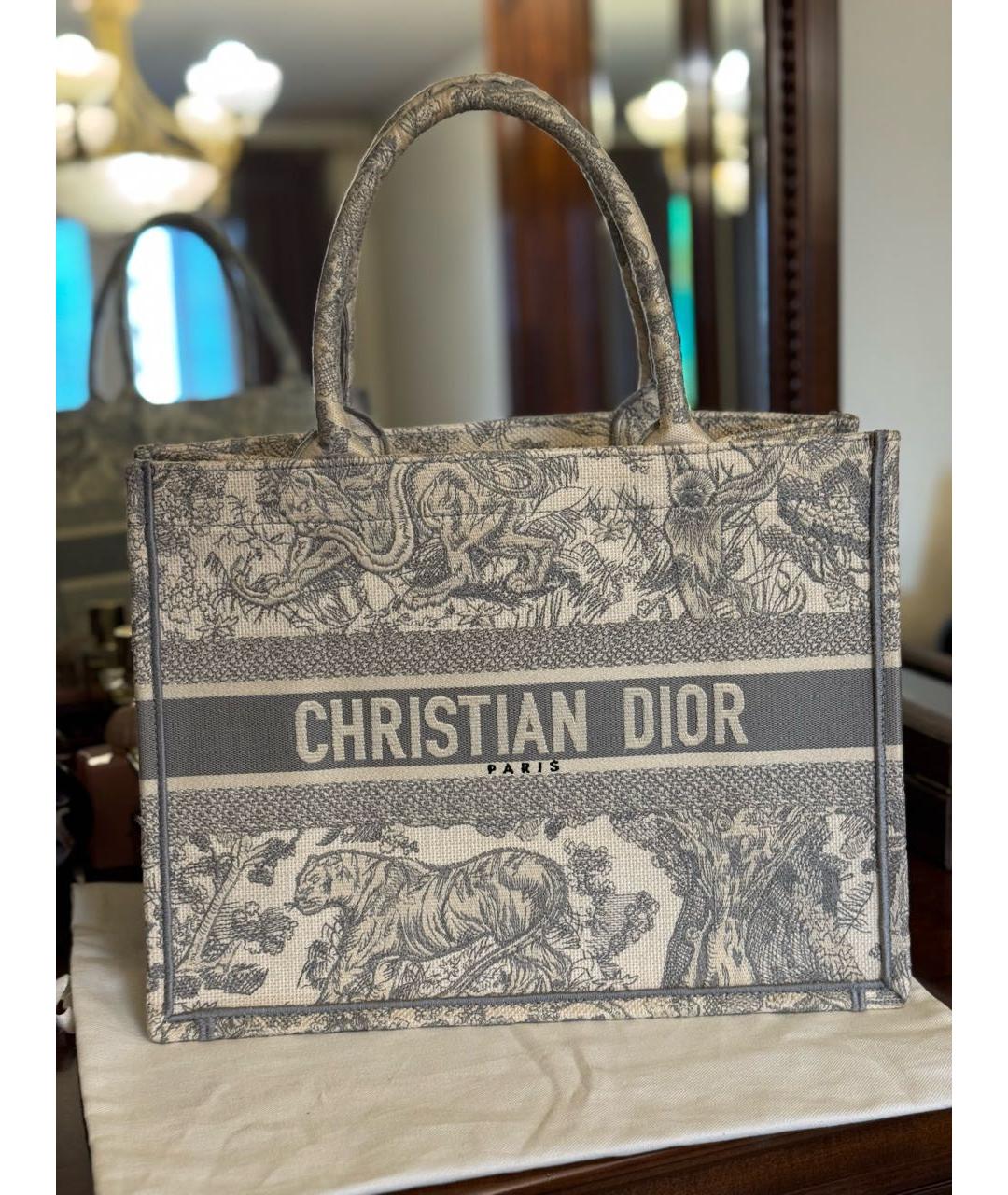 CHRISTIAN DIOR Голубая жаккардовая сумка тоут, фото 8