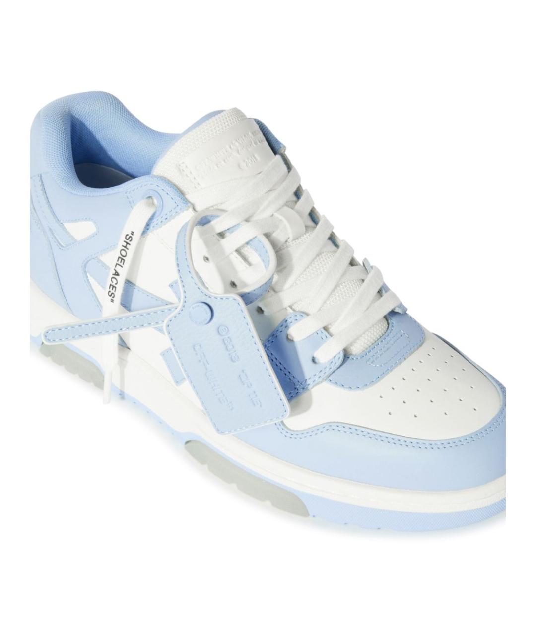 OFF-WHITE Голубые кожаные низкие кроссовки / кеды, фото 3